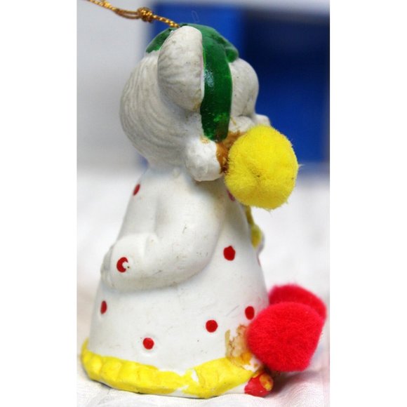 VTG 80s Porcelain Sleepy Christmas Mouse Ornament Bell Pom-Pom Slipper Tree Gift - Picture 5 of 10